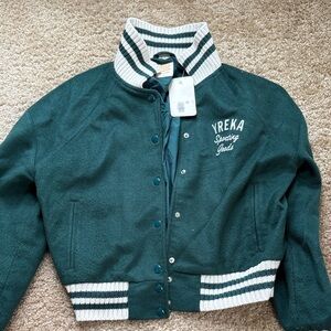 Levi’s Green Varsity Jacket with Striped Trim